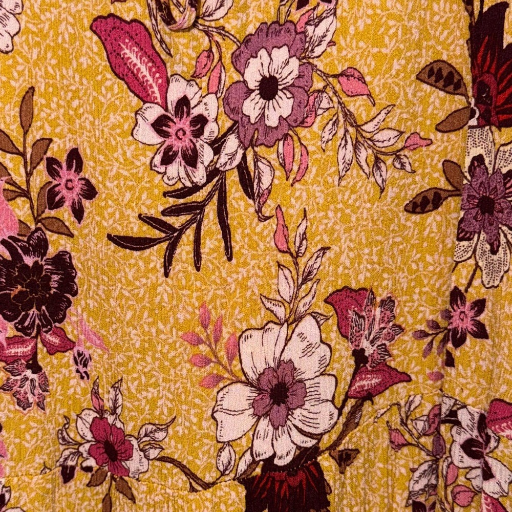 Knox Rose Yellow Floral Midi Dress. Size M - Picture 2 of 5